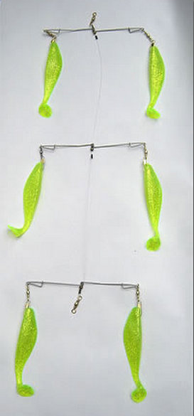 12 inch 4 arm Umbrella Rig with Parachute and 9 inch shads Ready to fish –  June Bug Tackle Co.